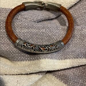 Brown wood Bracelet with Silver Accents
